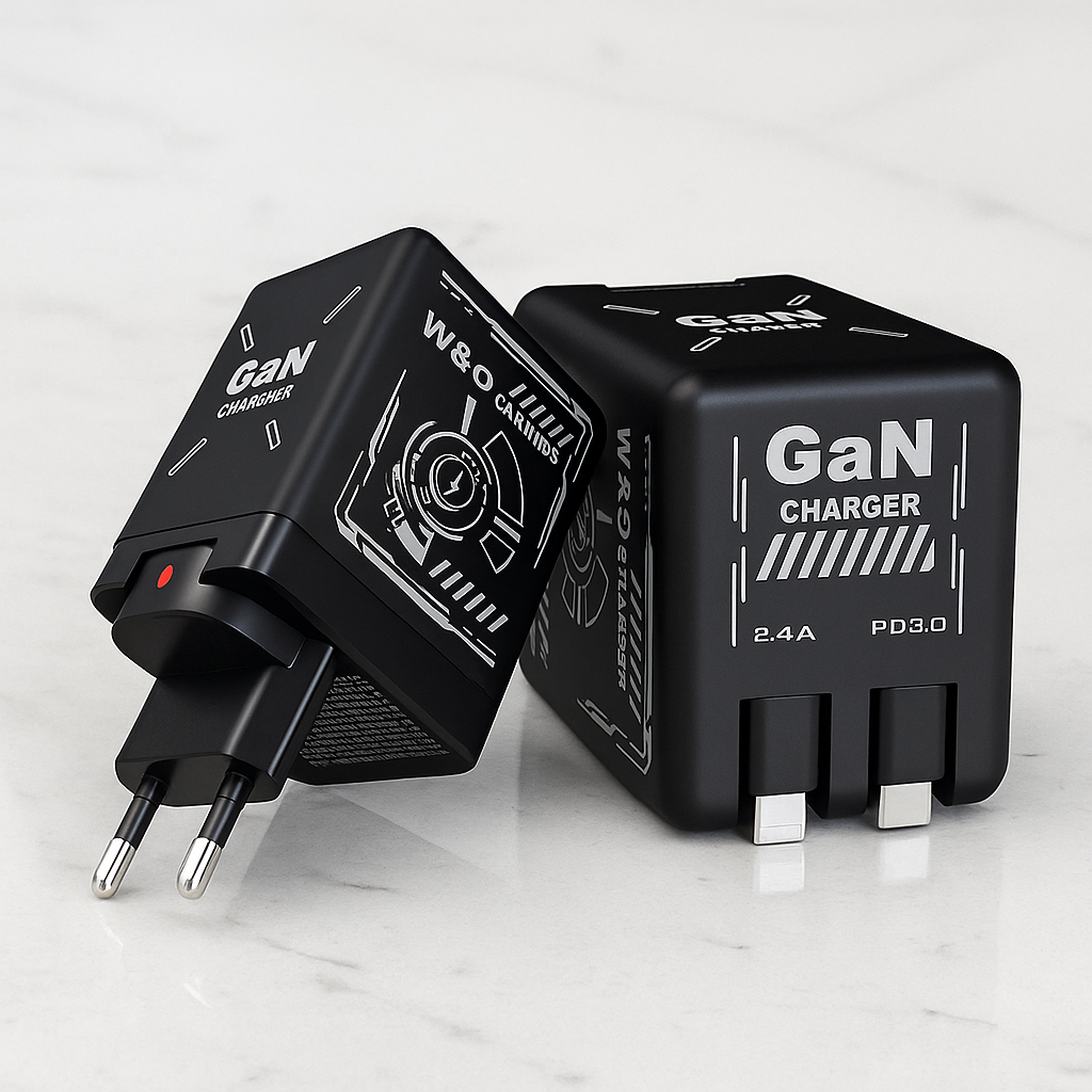 PowerStretch™ | Snabbladdare med Inbyggda Utdragbara Kablar för USB-C & Lightning