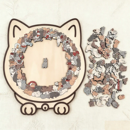 The PurrfectPuzzle™ | Kattpussel i Trä med Morandi-färger (135 Delar)