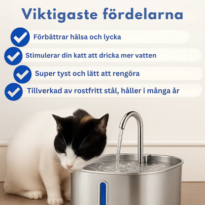 PawPour™ | Hälsosam automatisk vattenfontän i rostfritt stål för husdjur