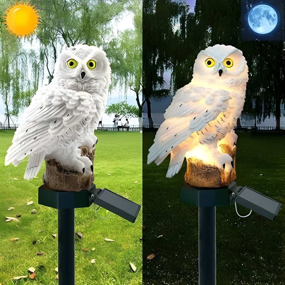 GlowOwl™ – Solcellsdriven Trädgårdsuv-lampa
