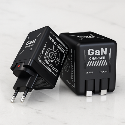 PowerStretch™ | Snabbladdare med Inbyggda Utdragbara Kablar för USB-C & Lightning