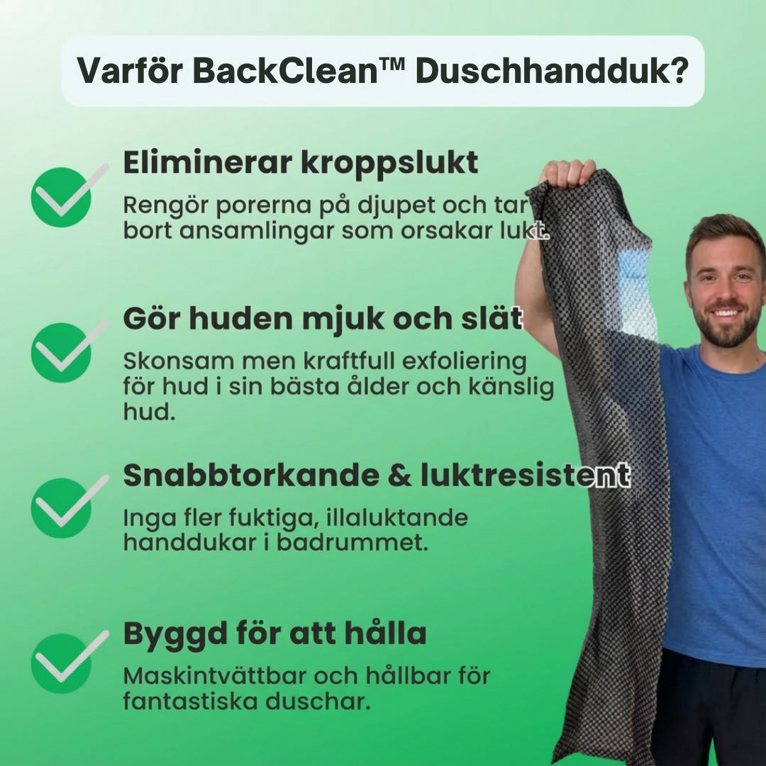 BackClean™ – Exfolierande Antibakteriell Duschhandduk för hela kroppen